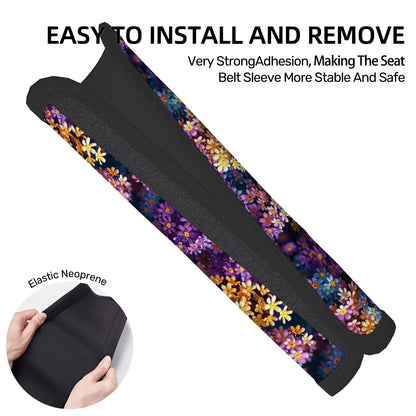 10  Flower Designs, Seat Belt Cover Pad For Adults 2 Pcs