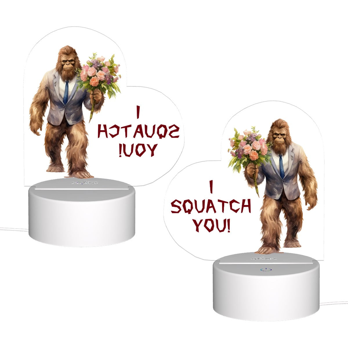 I Squatch You Bigfoot Sasquatch Heart Shaped Acrylic Night Light, gift, decor