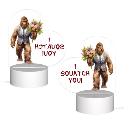 I Squatch You Bigfoot Sasquatch Heart Shaped Acrylic Night Light, gift, decor