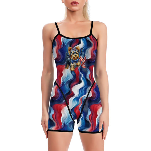 Patriot Puppy, Polyester Spandex Yoga Exercise Jumpsuit