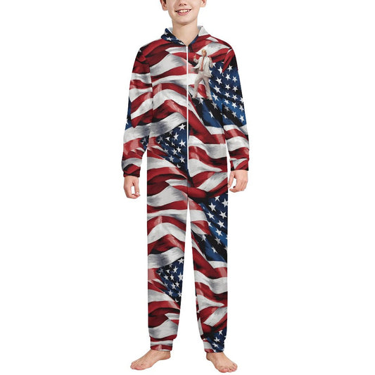 Donald Trump Dancing, Youth Flannel Footless Zip up Pajama Jumpsuit
