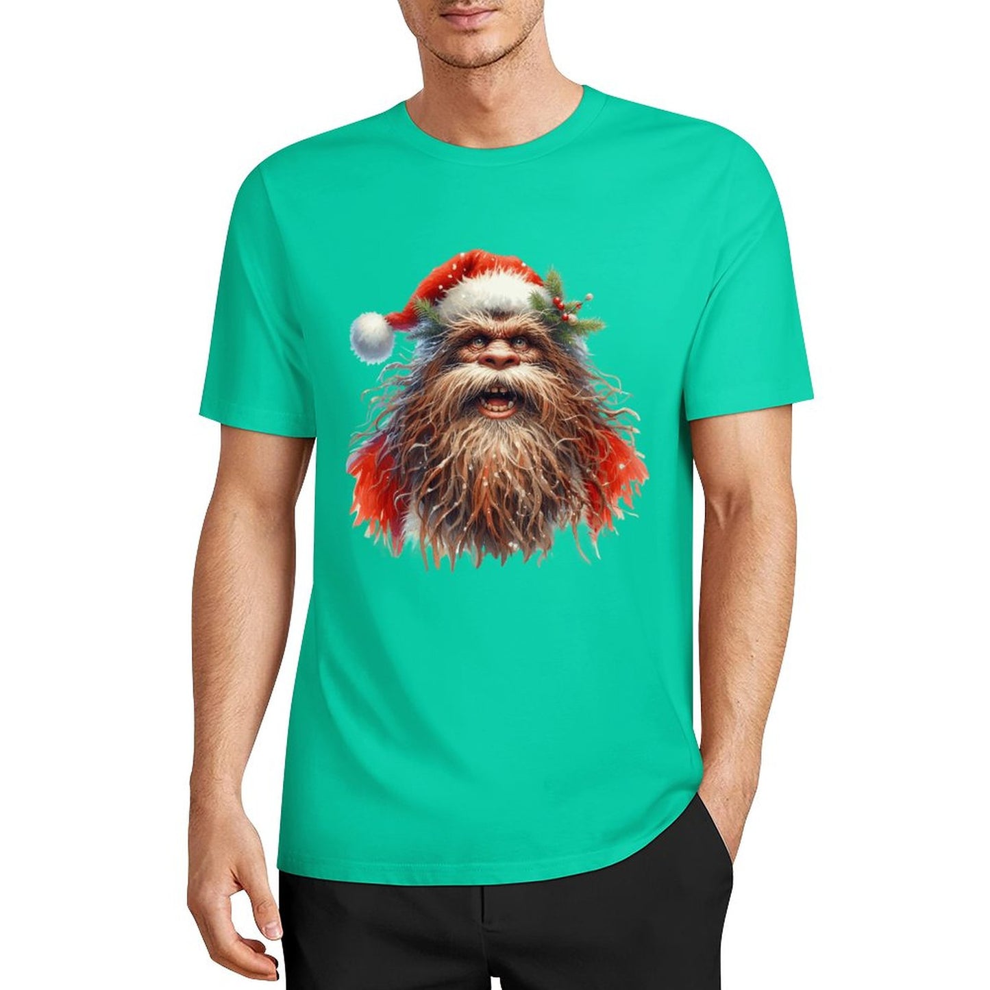 Bigfoot - Sasquatch Santa Short Sleeve Cotton T-Shirt