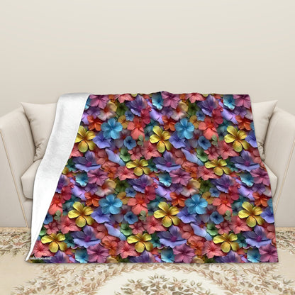 10 Beautiful Flower Designs, Soft Flannel Blanket
