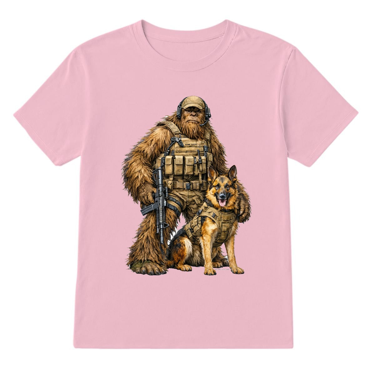 Bigfoot Sasquatch Soldier & Dog, Gildan 5000 T-Shirt
