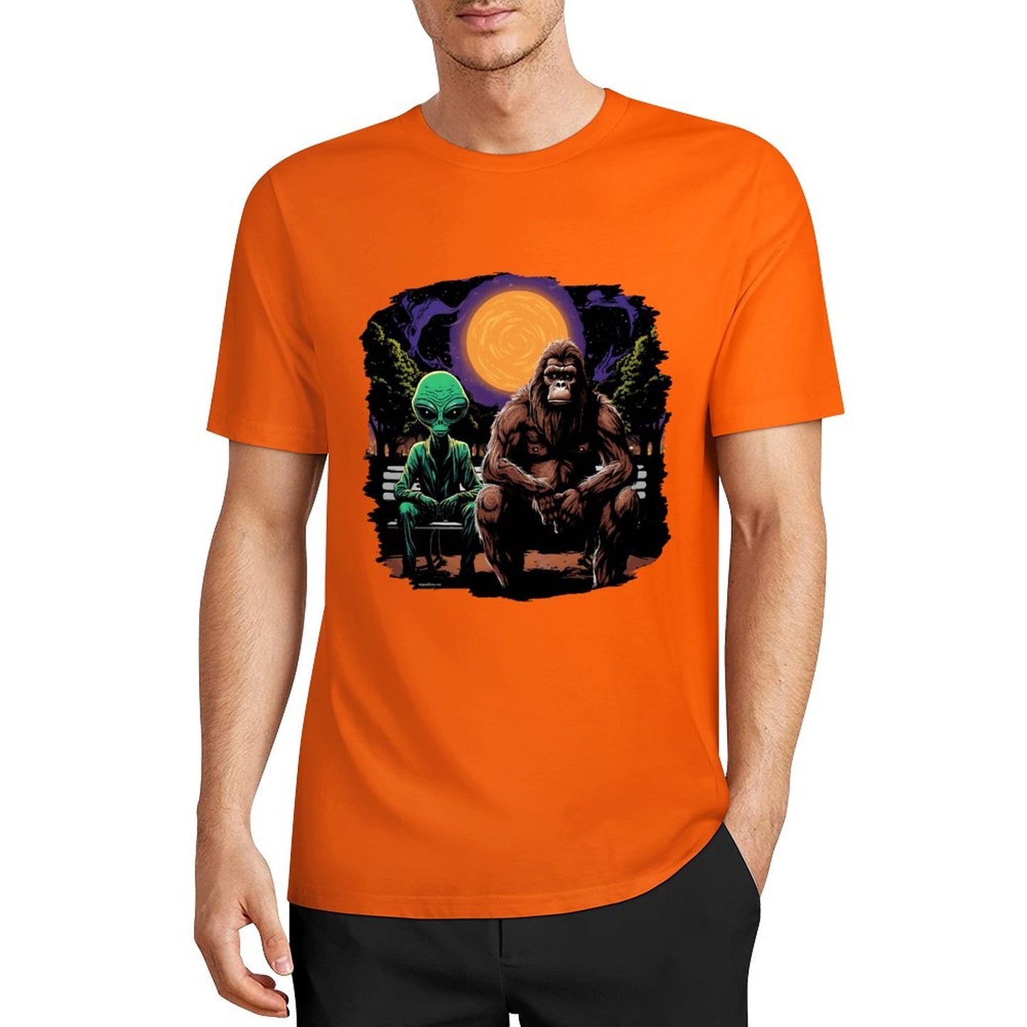 Bigfoot - Sasquatch & Alien Short Sleeve Cotton T-Shirt