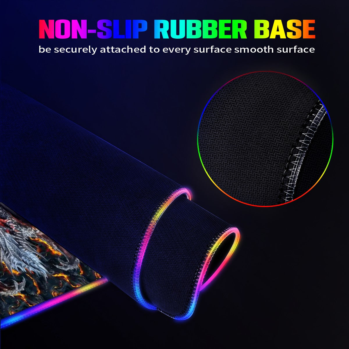 Fire Dragons, Wireless Charging Gaming Mouse Pads / Mat With Lights - 2 Sizes