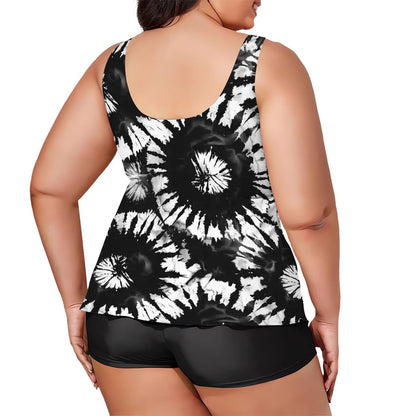 10 Tie Dye Designs, Plus Sized Women’s Two Piece Tankini Swimsuit