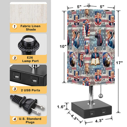 20 Donald Trump Designs, Square Table Lamp with USB Ports, Charger