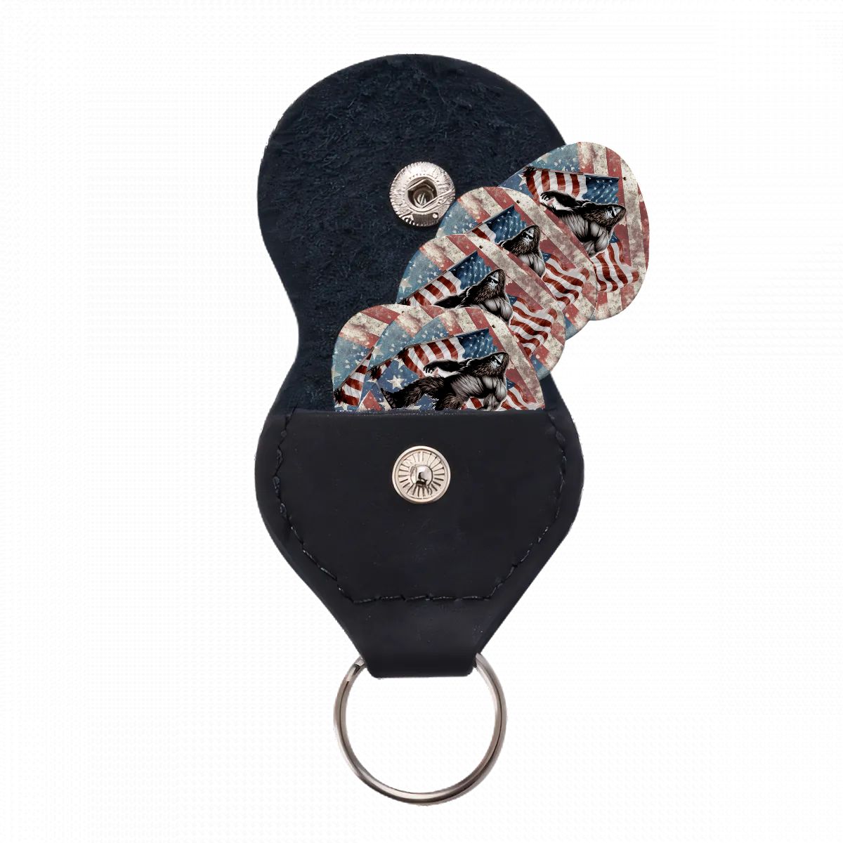 6 Guitar Picks with Keychain Snap Case- Sasquatch Bigfoot – 3 Thicknesses