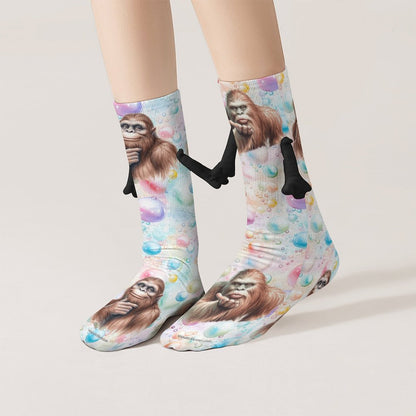 Bigfoot Magnetic Holding Hands Funny Socks – PERSONALIZE FREE