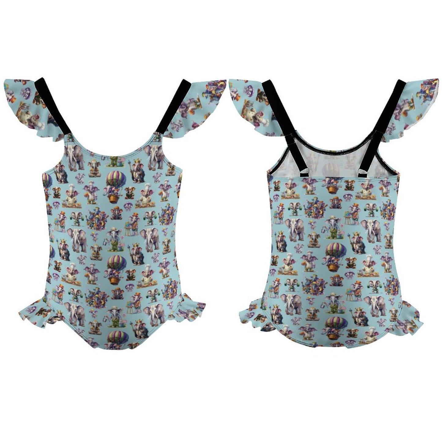 20 Misc Designs, Girls One-Piece Summer Swimsuit, Ruffle Shoulder
