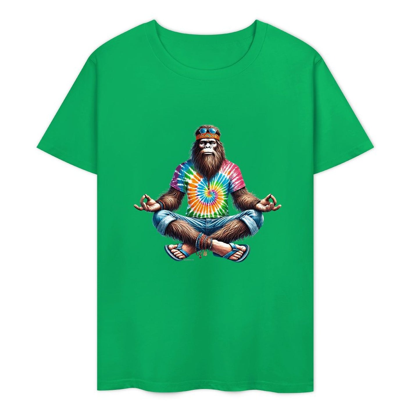Bigfoot - Sasquatch Hippie Yoga Short Sleeve Cotton T-Shirt