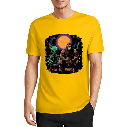 Bigfoot - Sasquatch & Alien Short Sleeve Cotton T-Shirt