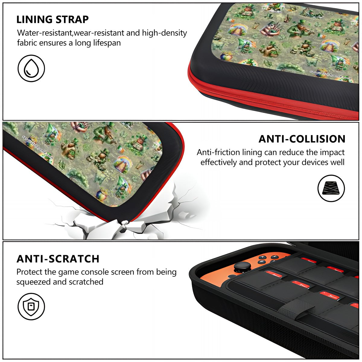 Lucky Sasquatch Nintendo Switch Case with Handle Sasquatch Leprechaun Bigfoot