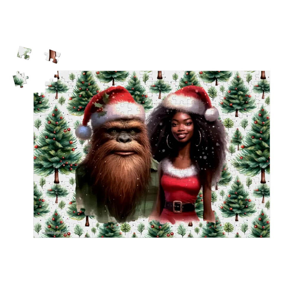 Christmas Sasquatch Santa, Jigsaw Puzzles, 4 Sizes