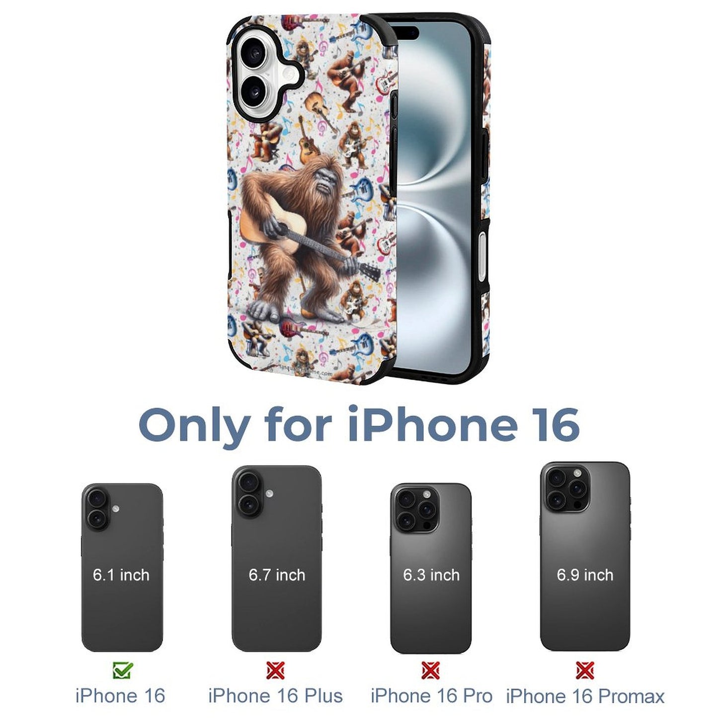 Bigfoot / Sasquatch Playing Guitar, Microfiber iPhone 16 Cases