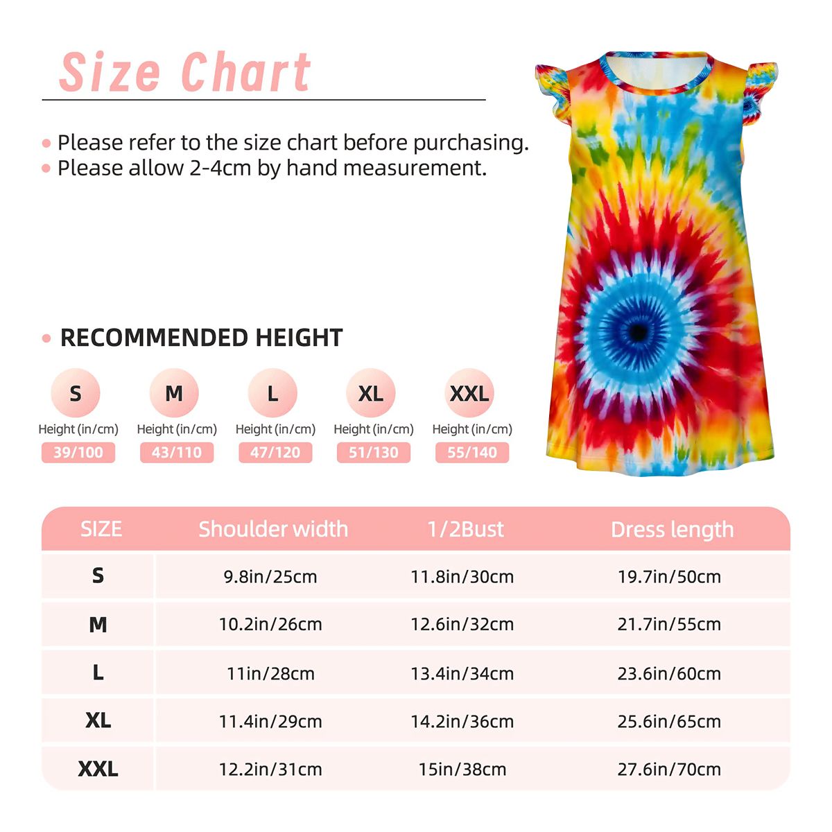 19 Tie Dye Designs, Girl's Flutter Sleeve Nightgown