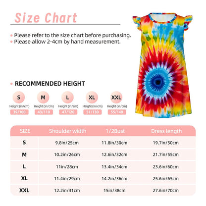 19 Tie Dye Designs, Girl's Flutter Sleeve Nightgown