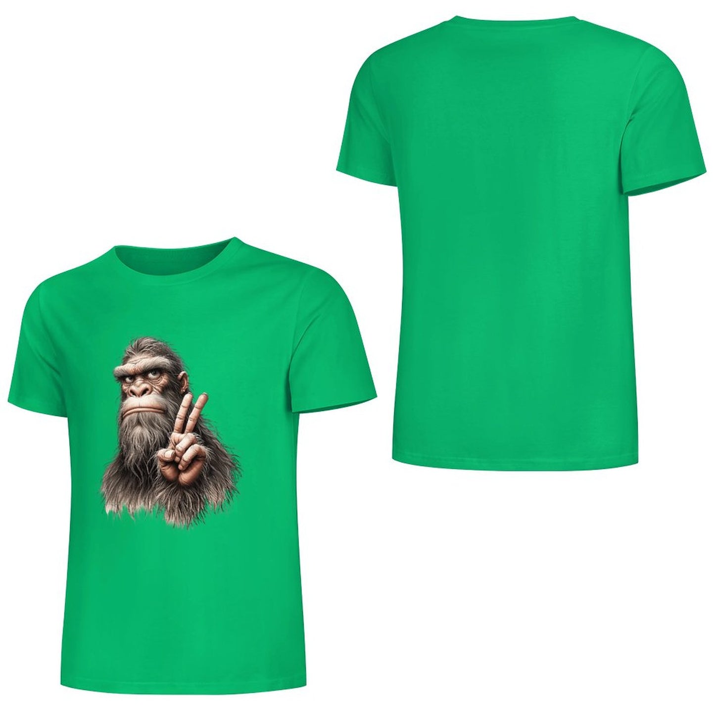Bigfoot - Sasquatch Peace Hand Short Sleeve Cotton T-Shirt
