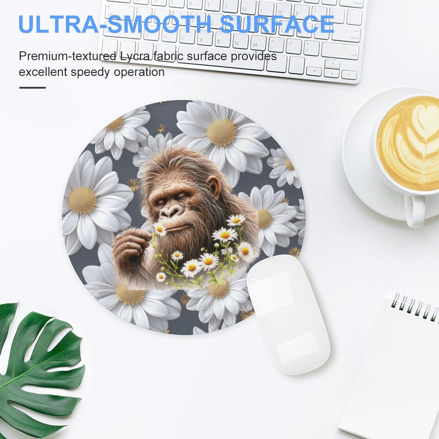 Sasquatch "Smell the Flowers" Round Mouse Pad