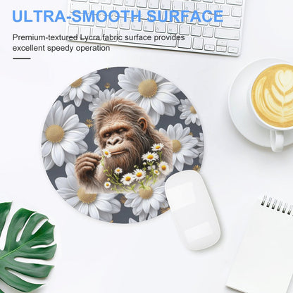 Sasquatch "Smell the Flowers" Round Mouse Pad
