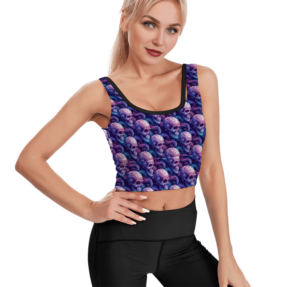 Purple skeleton, Women’s Strappy Sports Bra, Yoga Top