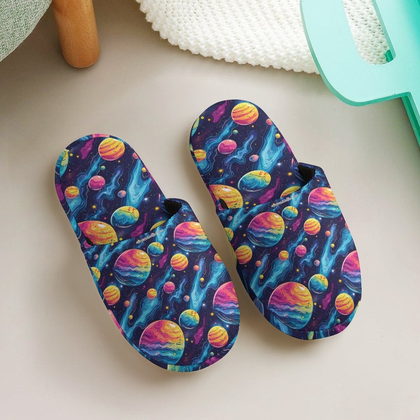 12 Galaxy Outer Space Designs, Flannel Children's Cotton Slippers