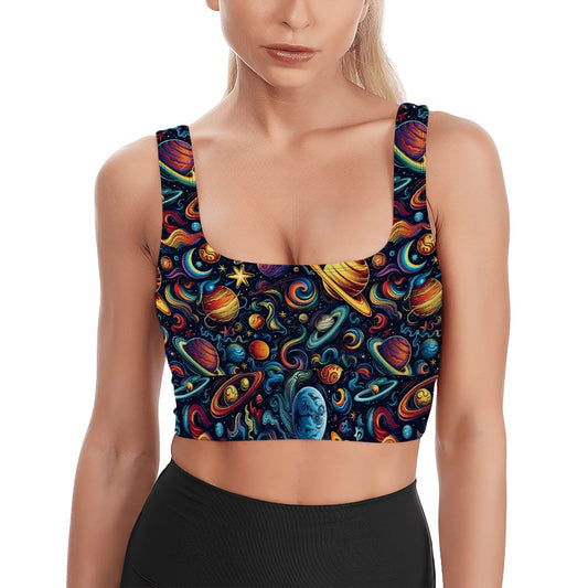 12 Outer Space, Galaxy, Traditional Sports Bra, Yoga Top