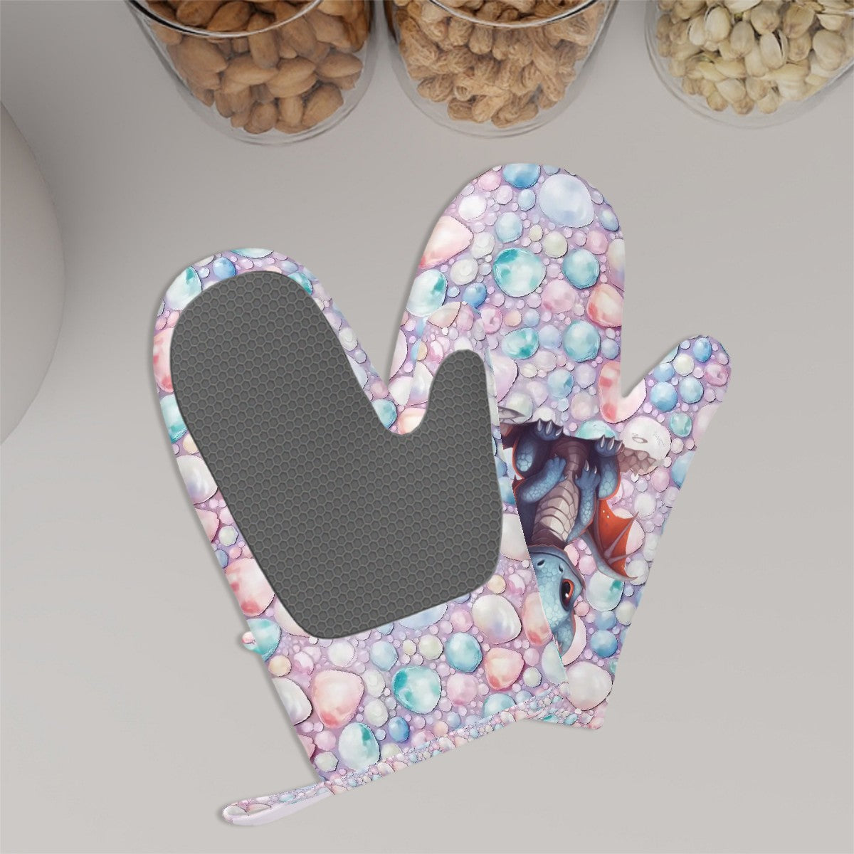 Set of 2 Silicone Heat Resistant Oven Mitts - Baby Dragon