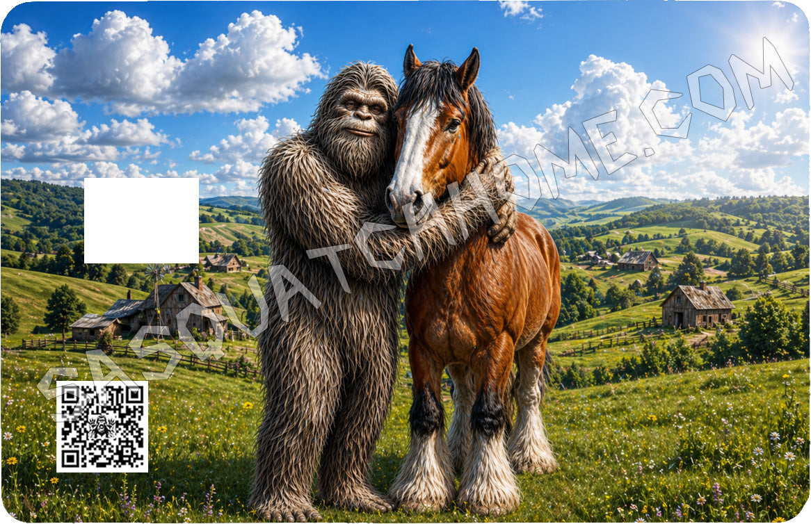 Durable Bigfoot 104 Vinyl Credit Debit Card Skin Cover - Bigfoot with Horse