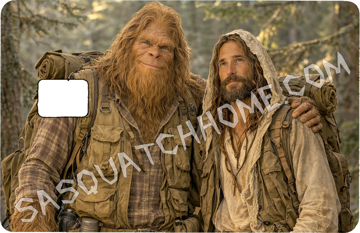Durable Bigfoot 11 Vinyl Credit Debit Card Skin Cover - Sasquatch & Jesus Hiking