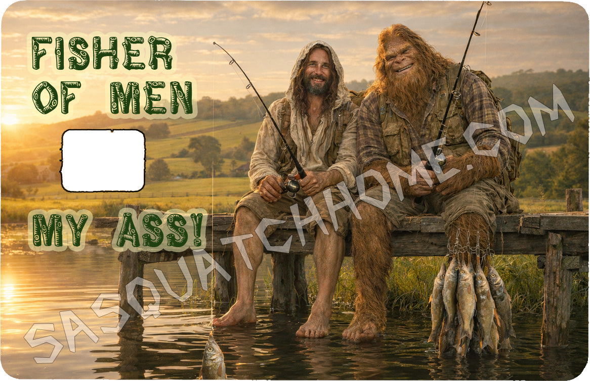 Durable Bigfoot 16 Vinyl Credit Debit Card Skin Cover - Sasquatch Fisher of Men
