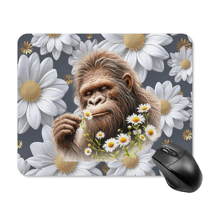 Sasquatch "Smell the Flowers" Square Mouse Pad
