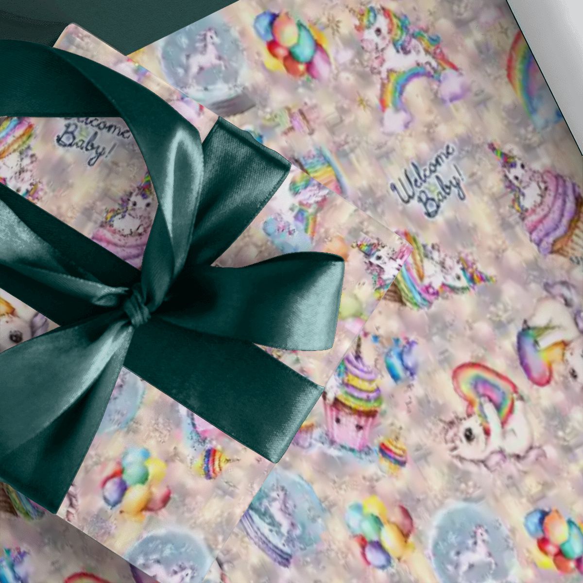 "Welcome Baby" Unicorn Baby Shower, 3 Pack Gift Wrapping Paper Sheets