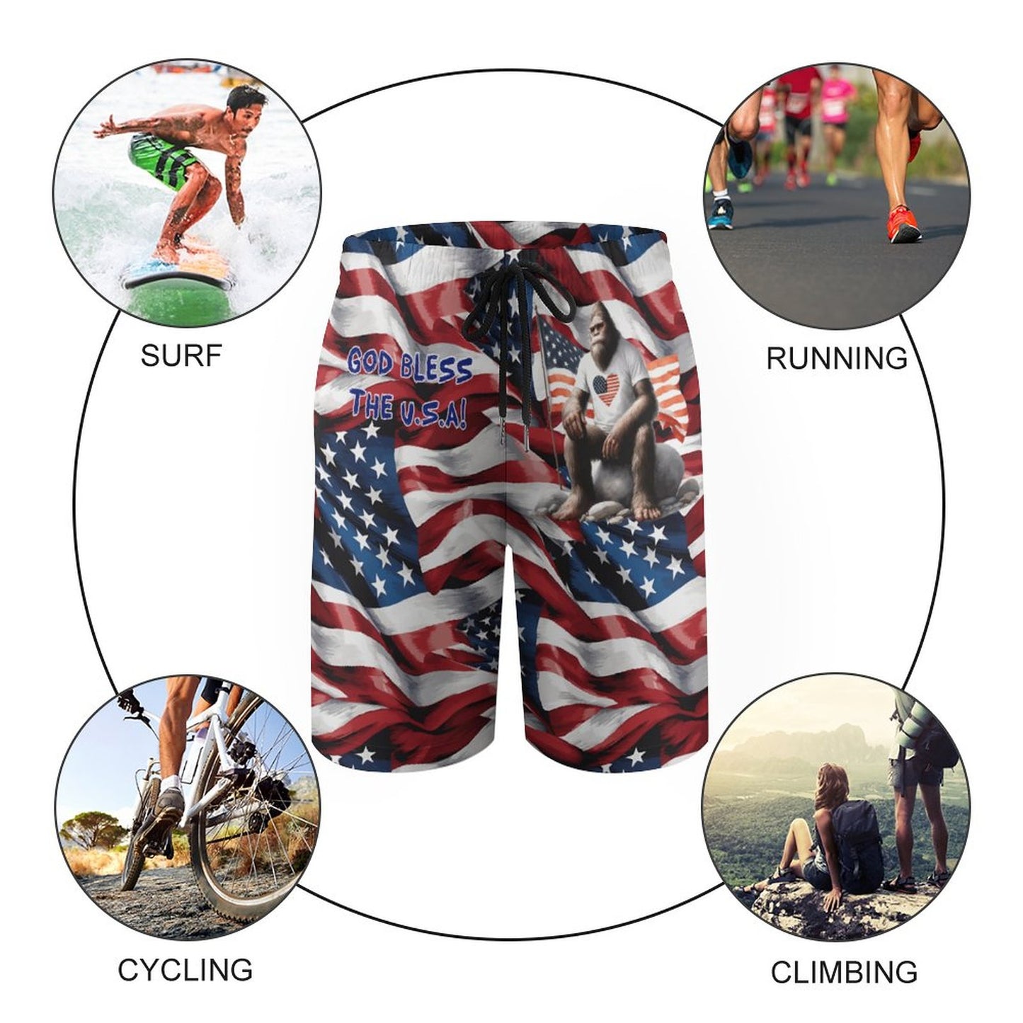 Bigfoot "God Bless the USA!", Children’s Beach Pants, Swim Shorts
