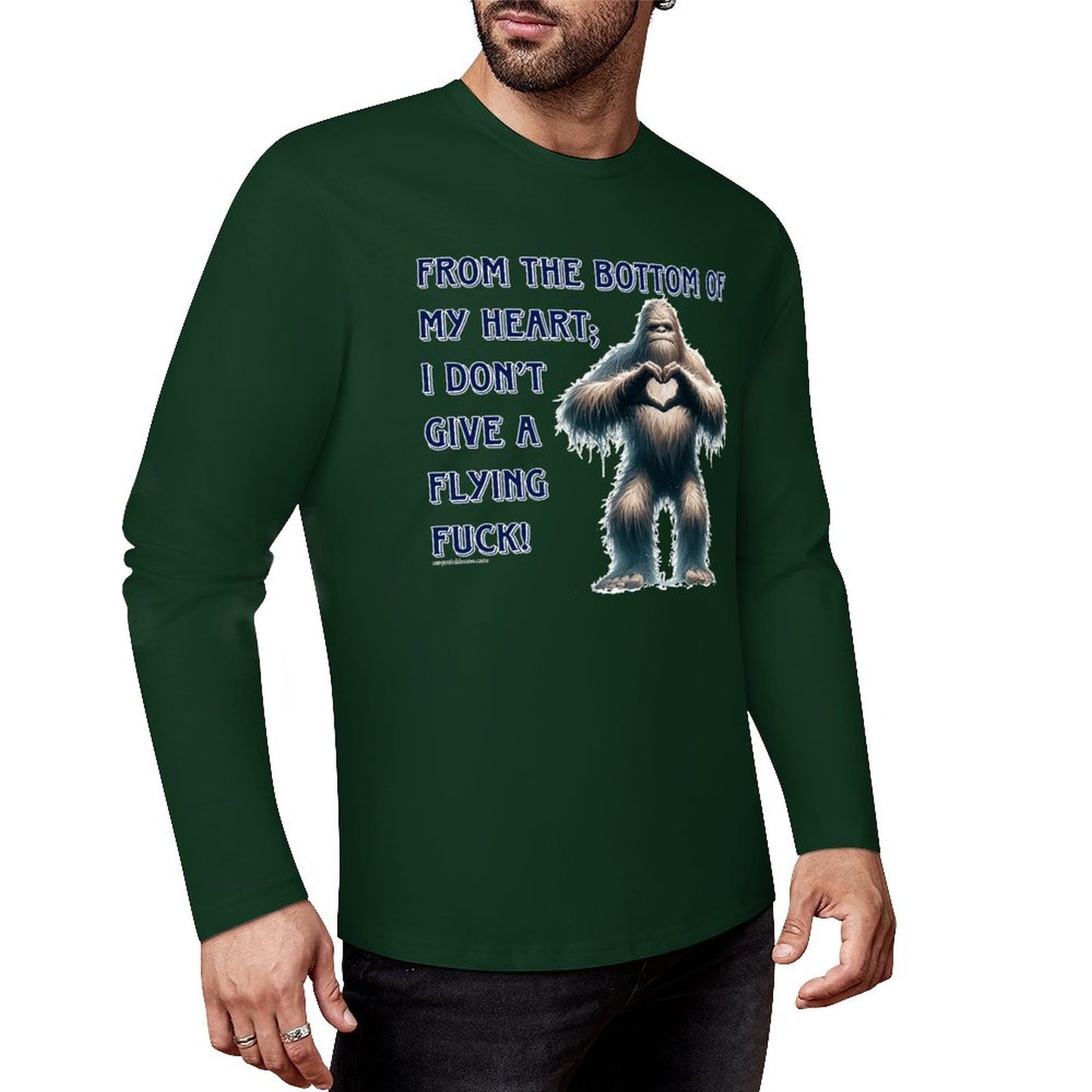 Bigfoot / Sasquatch, "From the bottom of my heart...", Cotton Unisex Long Sleeve T-shirt