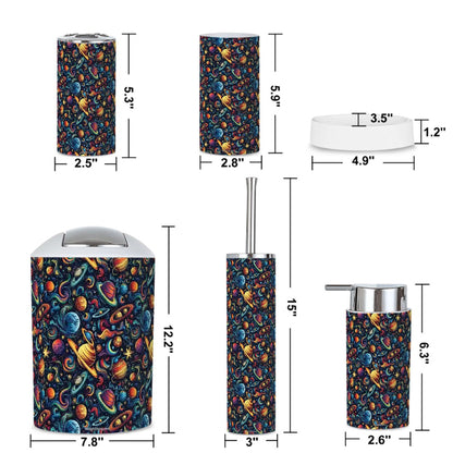 12 Galaxy / Outer Space Designs, 5 Piece Bathroom Décor Set