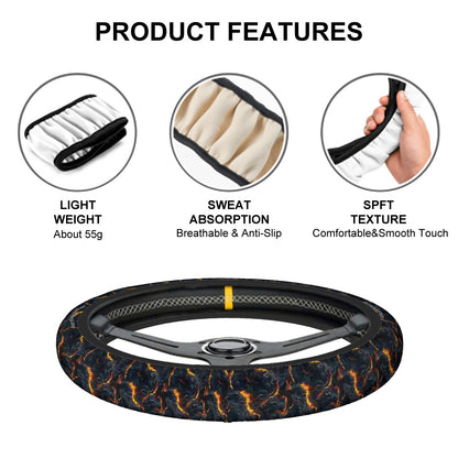Hot Lava, Rugged Auto Steering Wheel Cover - 15"