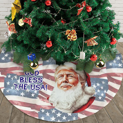 Donald Trump "God Bless USA" Plush Christmas Tree Skirt – 3 Sizes
