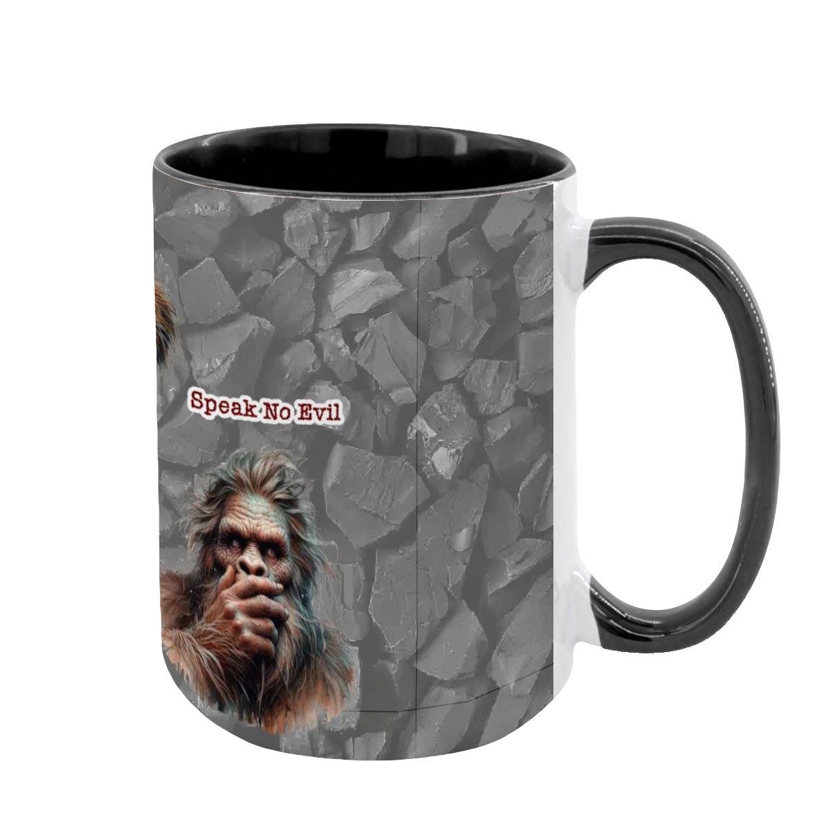 Sarcastic Sasquatch "See no evil..", Large 15 Ounce Colorful Mugs – Made In USA
