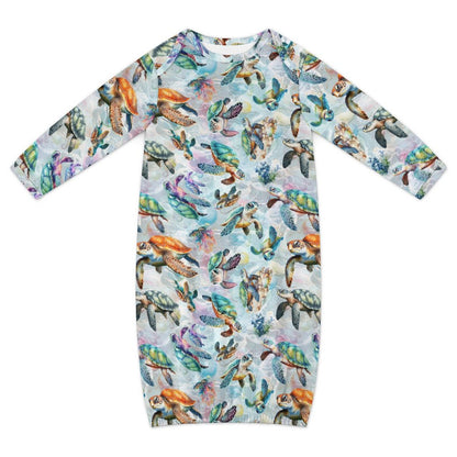 10 Animal Designs, Baby Long Sleeve Faux Cotton Sleeper Gown