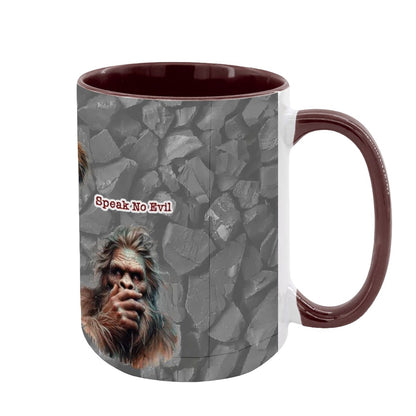 Sarcastic Sasquatch "See no evil..", Large 15 Ounce Colorful Mugs – Made In USA