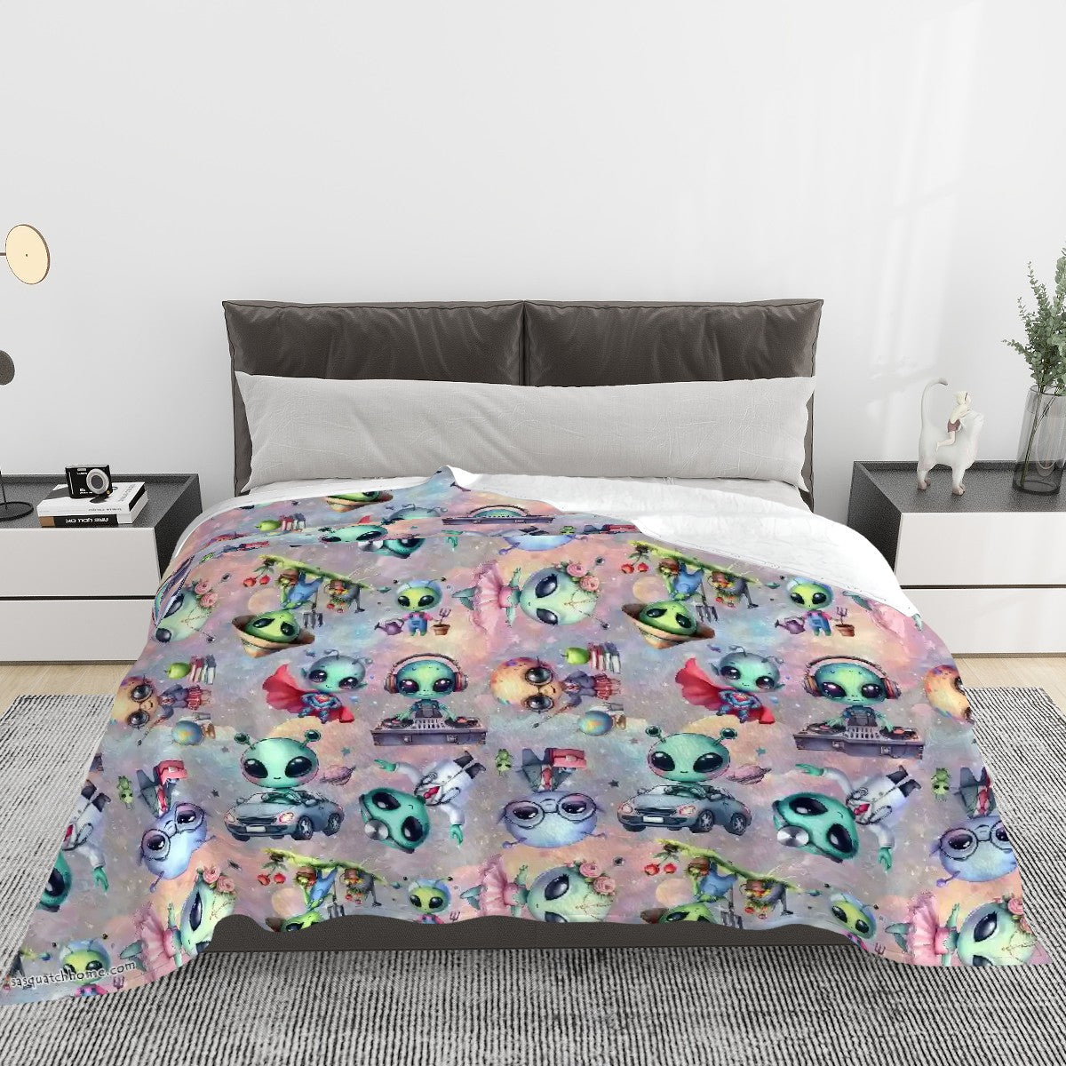 6 Alien Designs, Soft Flannel Blanket