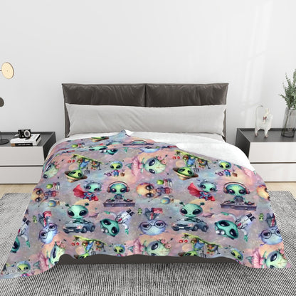 6 Alien Designs, Soft Flannel Blanket