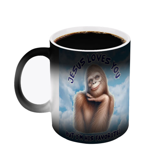 Sarcastic Sasquatch, "I'm His Favorite" Color Changing 11oz Mug, Coffee Cup