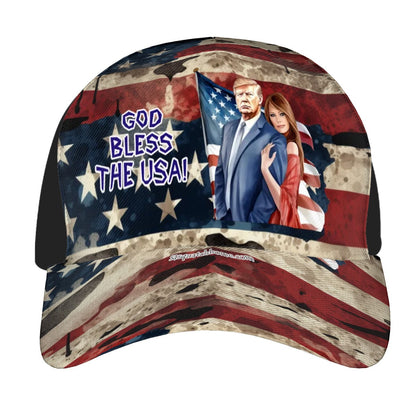 Donald & Melania Trump "God bless America", Baseball Cap, Hat,  Polyester Twill