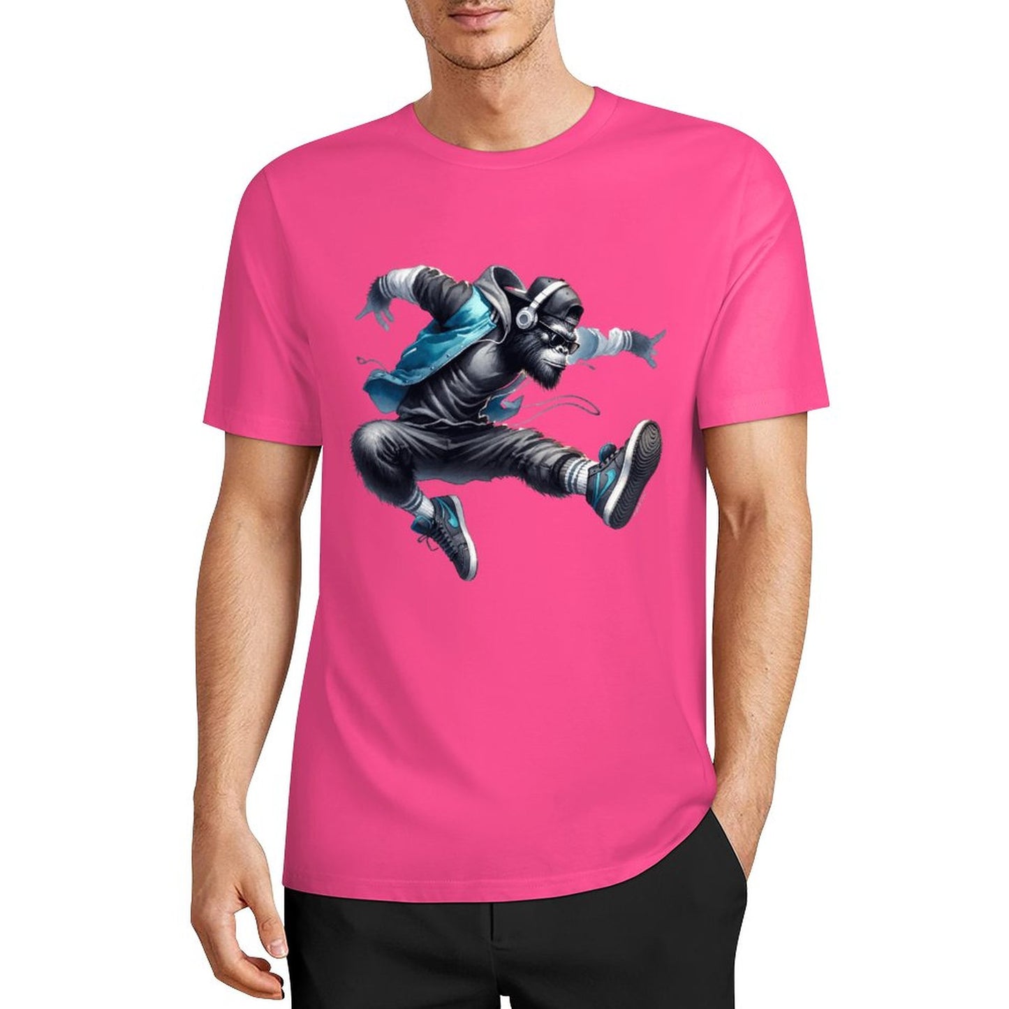 Bigfoot - Sasquatch Jumping Short Sleeve Cotton T-Shirt