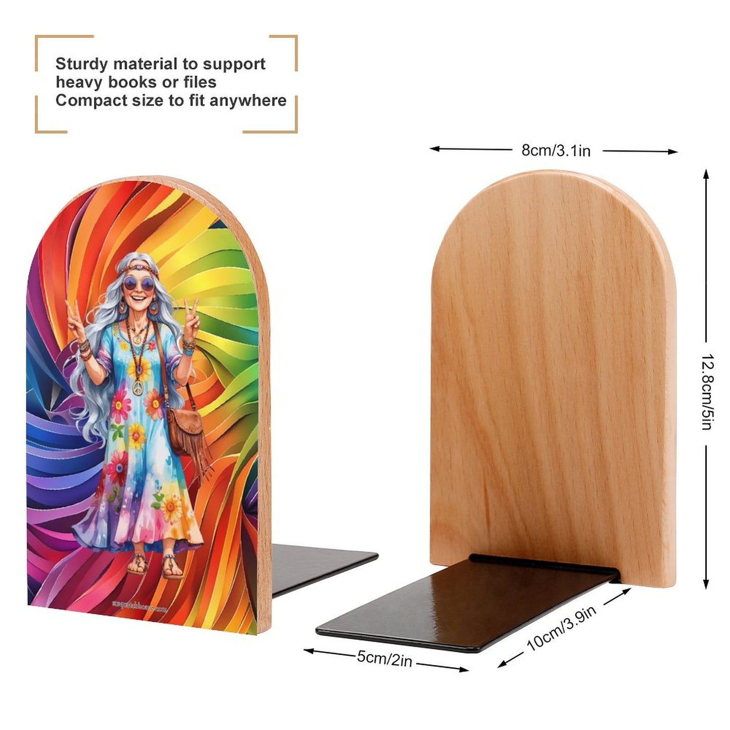 Hippie Lady, Wood Bookends