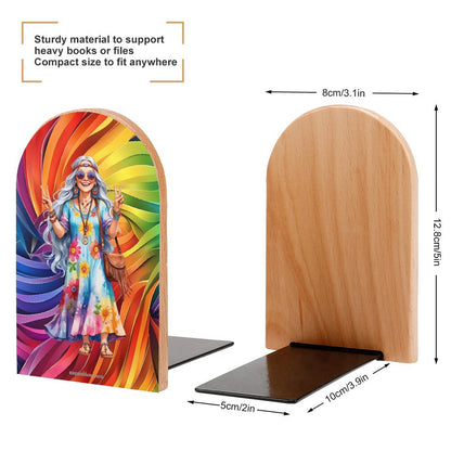 Hippie Lady, Wood Bookends
