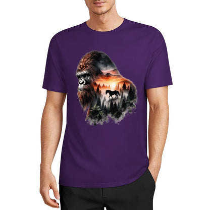Bigfoot - Sasquatch Scenery Short Sleeve Cotton T-Shirt